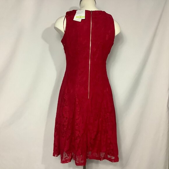 Danny & Nicole Red Sleeveless Lace Red Dress Back Zip Fit & Flare Various NWT - Picture 3 of 6